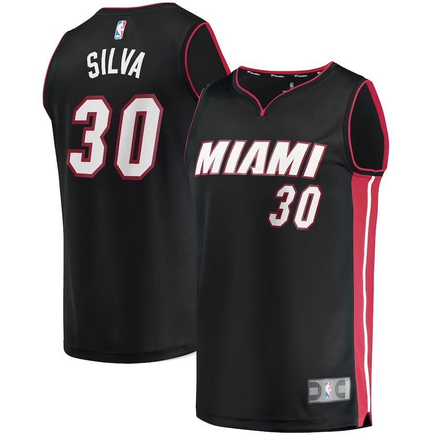 Men Miami Heat 30 Chris Silva Fanatics Branded Black Fast Break Replica NBA Jersey